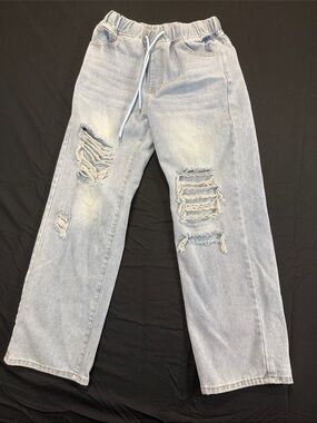 SHEIN Light Blue High-Rise Distressed Women's Jeans Size Small 26 Petite